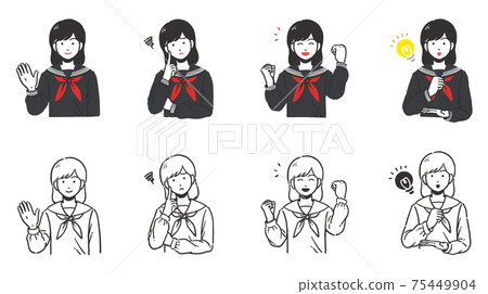 A simple upper body set for a schoolgirl in a sailor suit A simple upper body set for a schoolgirl in a sailor suit 75449904