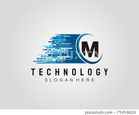 Motion Speed Line Techno Letter M Logo Vector... - Stock Illustration ...