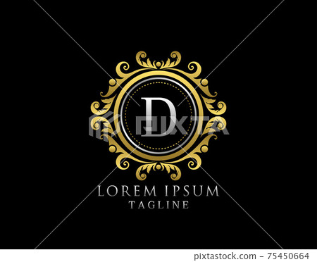 Royal Circle D Letter Logo. Luxury Circle Badge Gold design for Boutique, Royalty, Letter Stamp,  Hotel, Heraldic, Jewelry, Restaurant, Wedding. 75450664