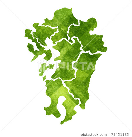 Kyushu green map map silhouette illustration 75451185