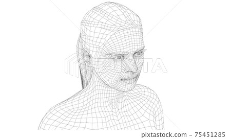 Wireframe portrait of a young beautiful girl 75451285