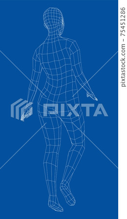 Wireframe walking woman. Vector 75451286
