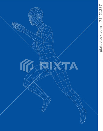 Wireframe running woman. Vector 75451287