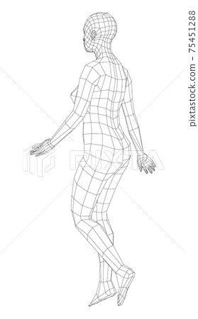 Wireframe walking woman. Vector 75451288