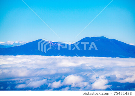 八岳和從白馬之池高見石看到的雲海[長野縣] 75451488