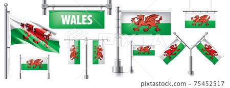 Vector set of the national flag of Wales in various creative designs 75452517