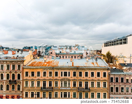 city landscape with a view of the rooftops of St. Petersburg 75452688