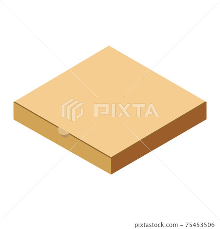Pizza isometric closed cardboard box, delivery. Package template, flat design. Vector 75453506