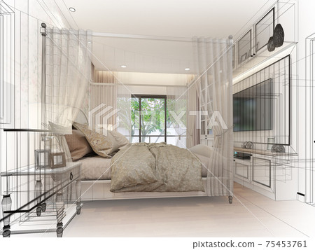 interior design of bedroom,3d rendering interior design of bedroom,3d rendering 75453761