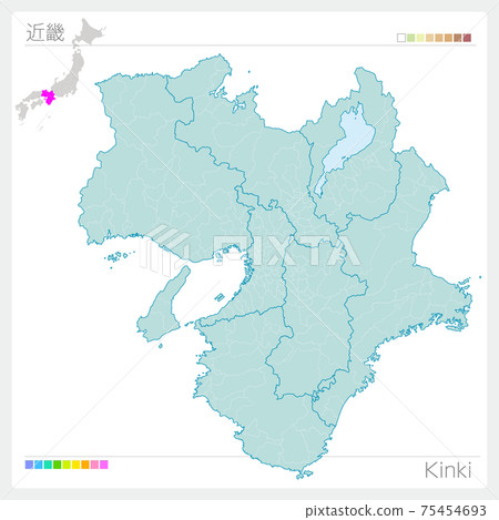 Kinki map, Kinki, municipalities (municipalities, divisions) 75454693