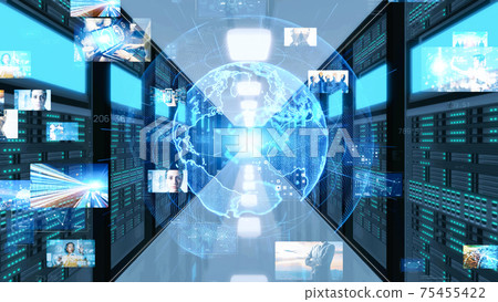 Data center server room video data Data center server room video data 75455422
