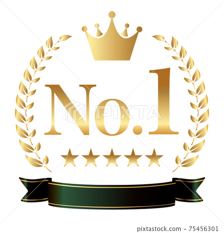 Number one crown laurel vector icon illustration white background green Number one crown laurel vector icon illustration white background green 75456301