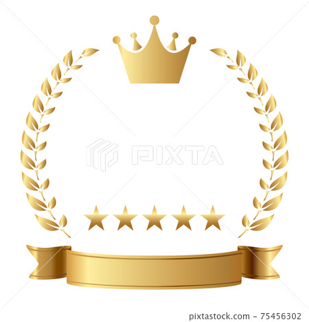 Number one crown laurel vector icon illustration white background gold Number one crown laurel vector icon illustration white background gold 75456302