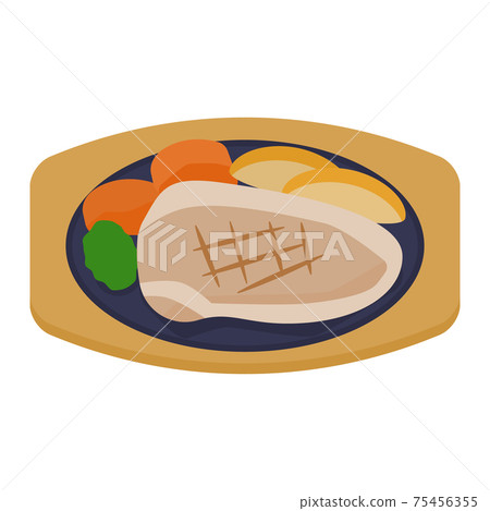 Simple and cute pork steak illustration flat 75456355
