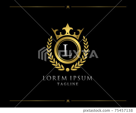 Golden Letter LV template logo Luxury gold letter with crown