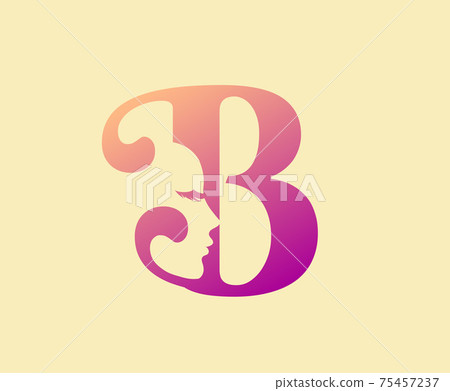 Beauty Letter B Logo Icon. Beautiful woman's face shape on Letter.  Abstract design concept for beauty salon, massage, magazine, cosmetic and spa. 75457237