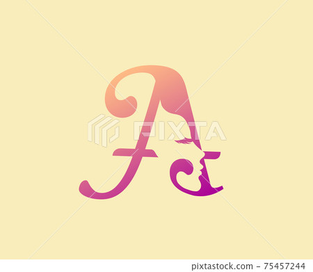 Beauty Letter A Logo Icon. Beautiful woman's face shape on Letter. Abstract design concept for beauty salon, massage, magazine, cosmetic and spa. Beauty Letter A Logo Icon. Beautiful woman's face shape on Letter. Abstract design concept for beauty salon, massage, magazine, cosmetic and spa. 75457244