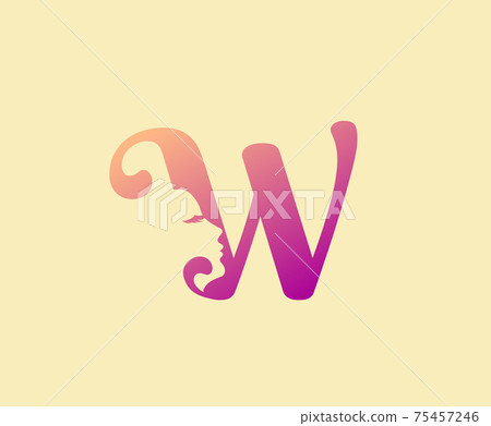 Beauty Letter W Logo Icon. Beautiful woman's face shape on Letter. Abstract design concept for beauty salon, massage, magazine, cosmetic and spa. Beauty Letter W Logo Icon. Beautiful woman's face shape on Letter. Abstract design concept for beauty salon, massage, magazine, cosmetic and spa. 75457246