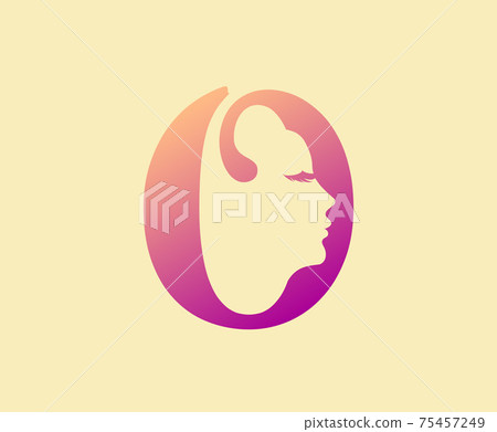 Beauty Letter O Logo Icon. Beautiful woman's face shape on Letter.  Abstract design concept for beauty salon, massage, magazine, cosmetic and spa. 75457249