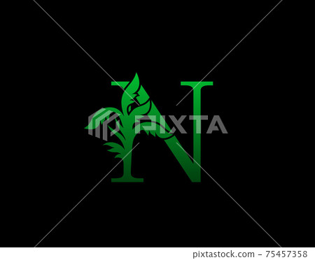 Letter N logo Nature concept, Abstract green tree and leaf symbol, initials N icon natural design Stock Vector 75457358