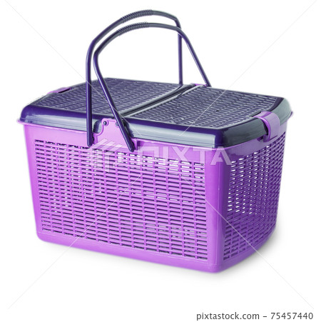 Hand craft plastic basket isolated on white background Hand craft plastic basket isolated on white background 75457440