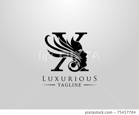 Letter X with Beauty Face. Luxury Logo. Alphabetical Symbol for wedding, greeting cards, invitations, salon, spa, template design. Letter X with Beauty Face. Luxury Logo. Alphabetical Symbol for wedding, greeting cards, invitations, salon, spa, template design. 75457784