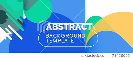 Flat geometric round shapes and dynamic lines, abstract background. Vector illustration for placards, brochures, posters and banners 75458005