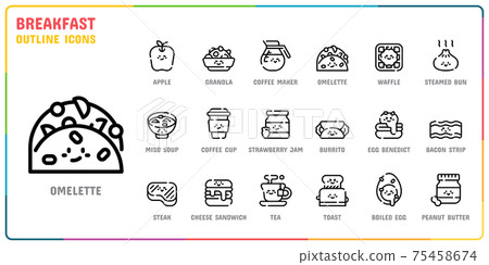 Breakfast outline icon set Breakfast outline icon set 75458674