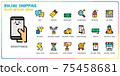 Online shopping filled outline icon set 75458681