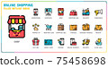 Online shopping filled outline icon set 75458698