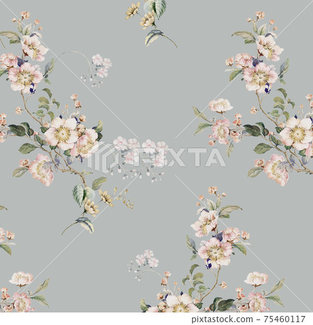  色彩豐富的花卉素材組合和設計元素 75460117