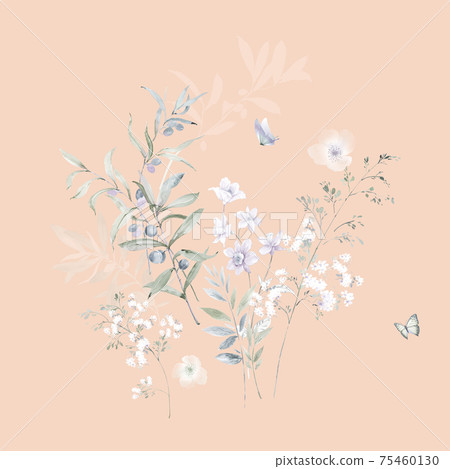 色彩豐富的花卉素材組合和設計元素 色彩豐富的花卉素材組合和設計元素 75460130