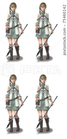 一個職業是治療者的女人4種面部表情（無表情，微笑，閉著眼睛，生氣） 75460142