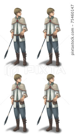 Male with a healing profession 4 facial expressions (smile, closed eyes, expressionless, smile) 75460147