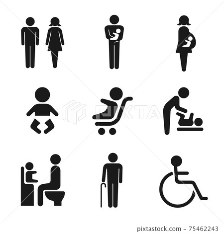 Icon illustration set of people used in signs Icon illustration set of people used in signs 75462243