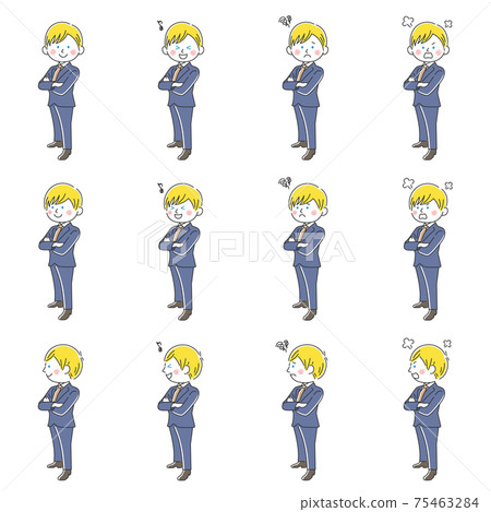 Illustration set of Caucasian businessman with arms folded Illustration set of Caucasian businessman with arms folded 75463284