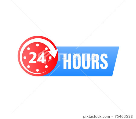 24 hours support in abstract style on white background. Customer service. Online support call center. Flat vector. Logo vector. 75463558