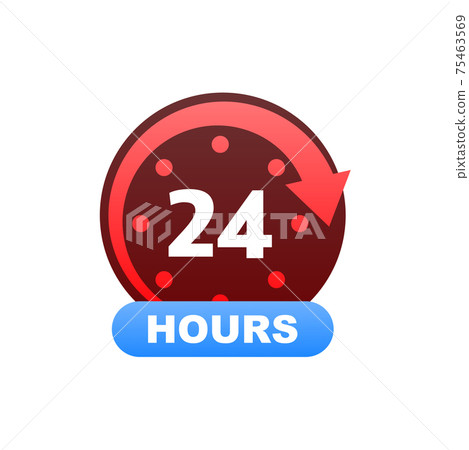 24 hours support in abstract style on white background. Customer service. Online support call center. Flat vector. Logo vector. 24 hours support in abstract style on white background. Customer service. Online support call center. Flat vector. Logo vector. 75463569