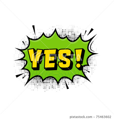 Yes in vintage style. Cartoon style vector. Pop...-插圖素材 [75463602 ...