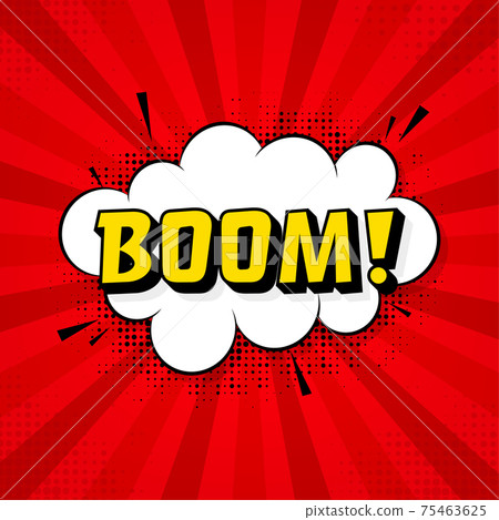 Boom in vintage style. Cartoon style vector. Pop art. Vector text. Wow effect. Boom in vintage style. Cartoon style vector. Pop art. Vector text. Wow effect. 75463625