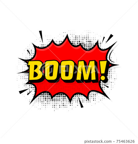 Boom in vintage style. Cartoon style vector. Pop art. Vector text. Wow effect. 75463626