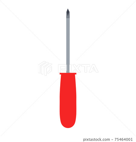 Screwdriver vector icon illustration repair equipment symbol tool. Screwdriver work instrument sign icon service industry. Repair fix object support element hardware. Manual carpenter work tool simple 75464001