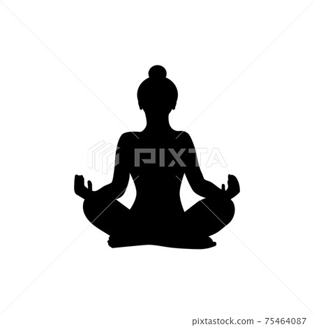 Lotus position silhouette. Wonam meditation vector illustration Lotus position silhouette. Wonam meditation vector illustration 75464087