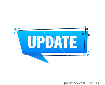 Time to update blue label on white background. Blue banner. Vector illustration. 75464319