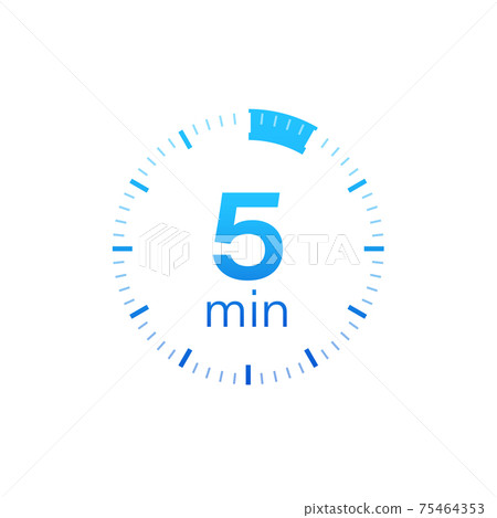 The 5 minutes, stopwatch vector icon. Stopwatch icon in flat style on a white background. Vector stock illustration. The 5 minutes, stopwatch vector icon. Stopwatch icon in flat style on a white background. Vector stock illustration. 75464353