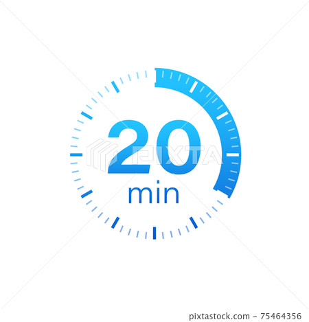 The 20 minutes, stopwatch vector icon. Stopwatch icon in flat style on a white background. Vector stock illustration. The 20 minutes, stopwatch vector icon. Stopwatch icon in flat style on a white background. Vector stock illustration. 75464356