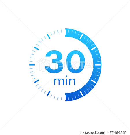 The 30 minutes, stopwatch vector icon. Stopwatch icon in flat style on a white background. Vector stock illustration. The 30 minutes, stopwatch vector icon. Stopwatch icon in flat style on a white background. Vector stock illustration. 75464361
