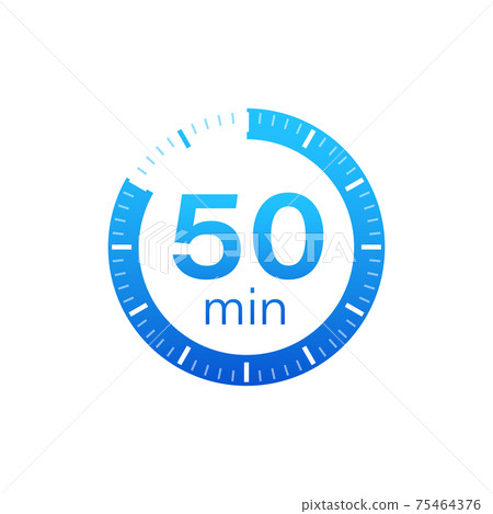 The 50 minutes, stopwatch vector icon. Stopwatch icon in flat style on a white background. Vector stock illustration. The 50 minutes, stopwatch vector icon. Stopwatch icon in flat style on a white background. Vector stock illustration. 75464376