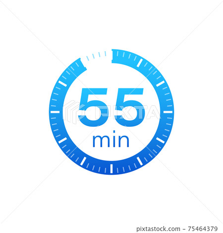 The 55 minutes, stopwatch vector icon. Stopwatch icon in flat style on a white background. Vector stock illustration. The 55 minutes, stopwatch vector icon. Stopwatch icon in flat style on a white background. Vector stock illustration. 75464379