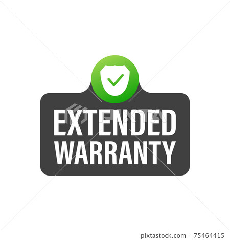 Vector vintage green extended warranty label template. White background. Certificate icon design vector illustration. 75464415